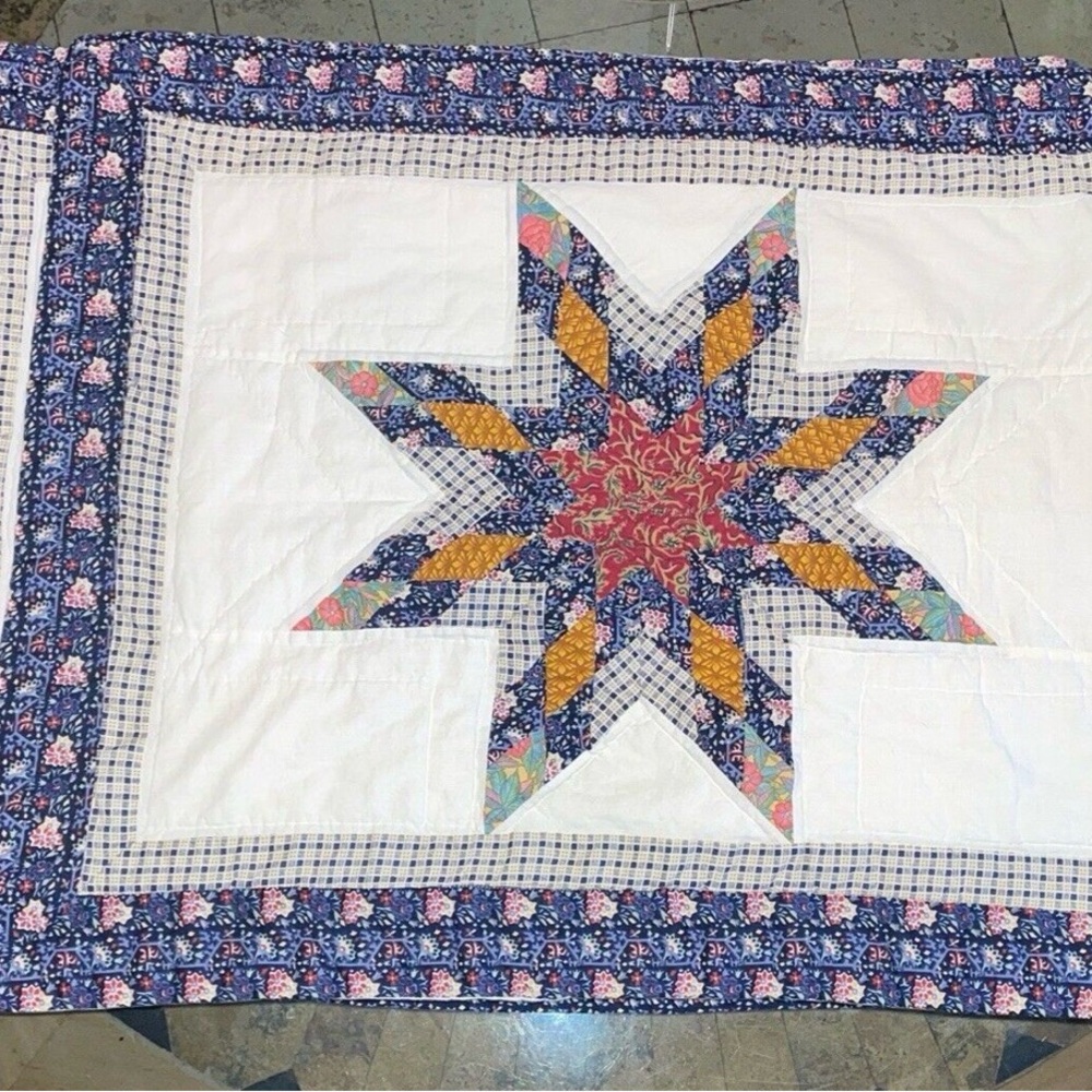 2 Keeco Cottagecore Quilted Pillowcases Shams Patchwork Blue Floral Standard